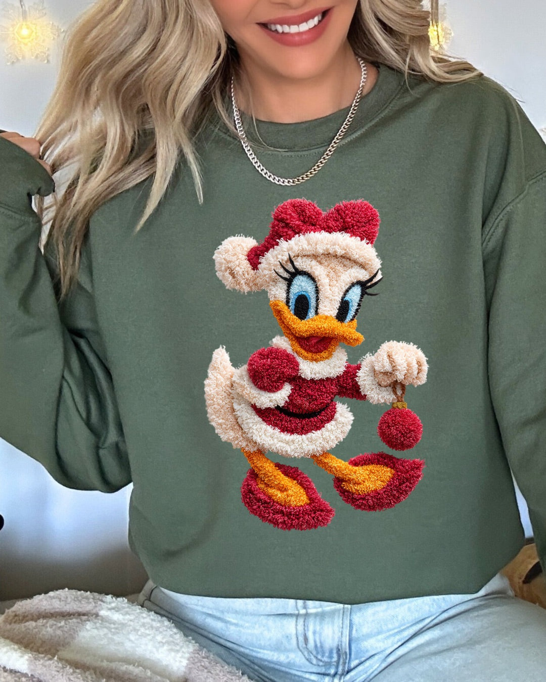 Faux Fuzzy Daisy Sweatshirt